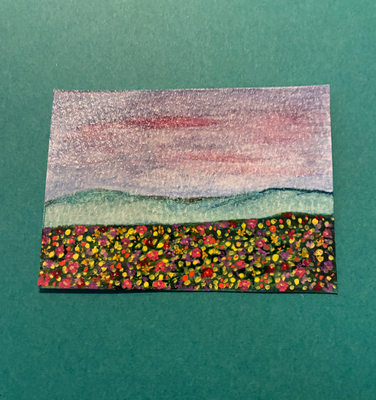 Field of Flowers aceo art card thumbnail 2