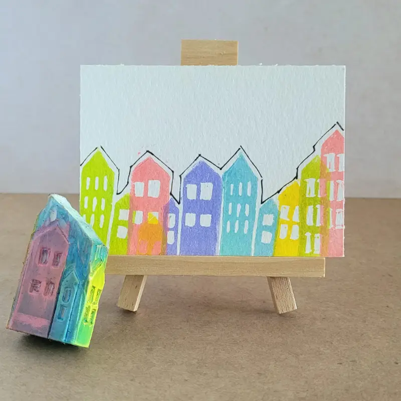 Urban Mountains aceo art card