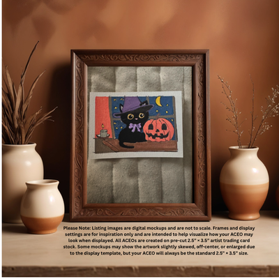 Whimsical Halloween 1,2, 3 aceo art card thumbnail 3