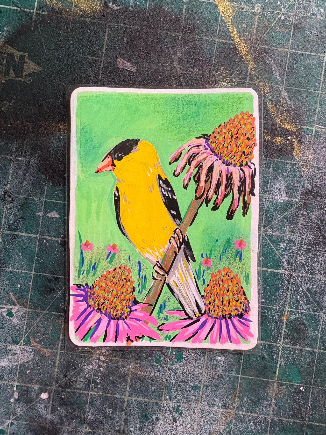 Goldfinch aceo art card