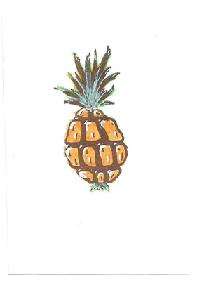 Watercolor Pineapple aceo art card thumbnail 2