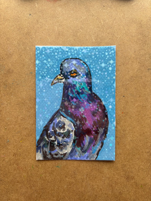 “Shiny Pigeon” aceo art card thumbnail 2