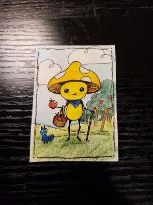 Fruit Foraging aceo art card thumbnail 1