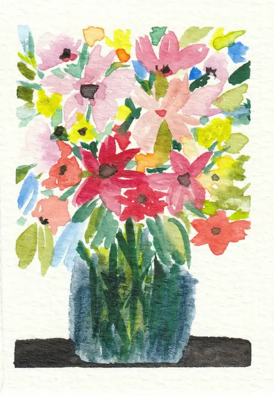 Bouquet in Glass Vase aceo art card