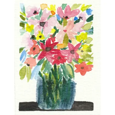 Bouquet in Glass Vase aceo art card thumbnail 1