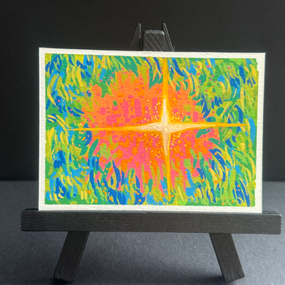 vaporwave sunset aceo art card thumbnail 1