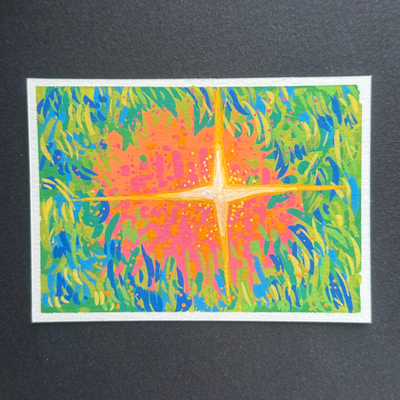 vaporwave sunset aceo art card thumbnail 2