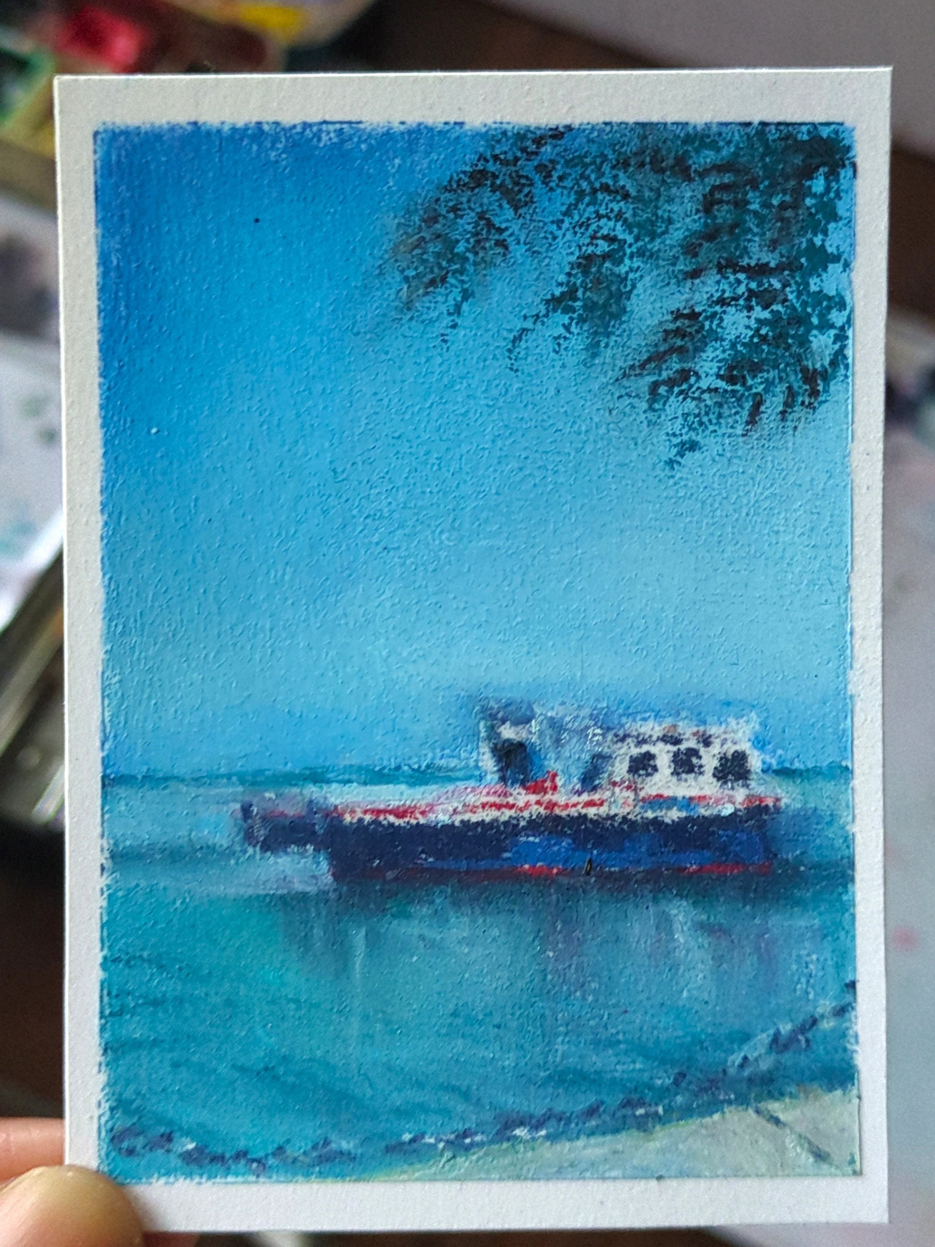 "Water Taxi" On the Lake #2 Original ACEO aceo art card