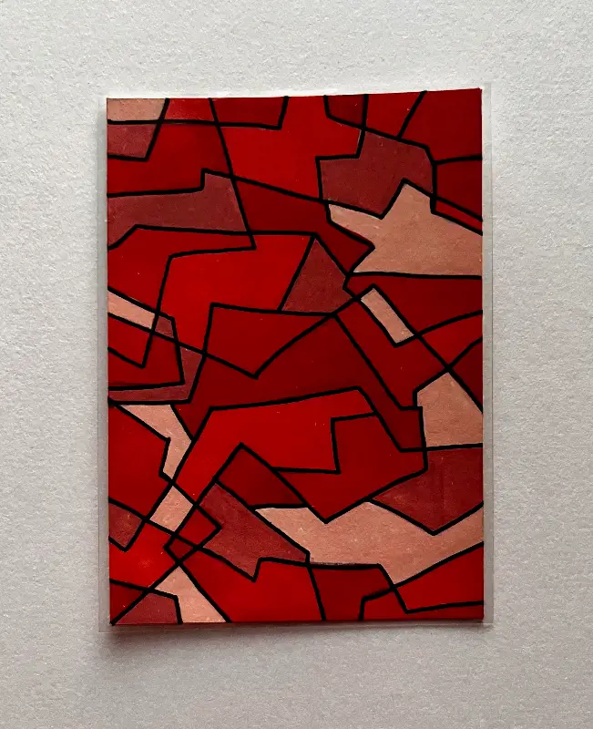 red abstract #1 | acrylic marker, pen aceo art card