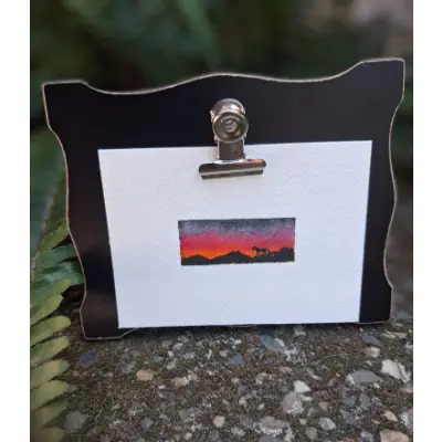Micro Horse at sunset aceo art card thumbnail 1
