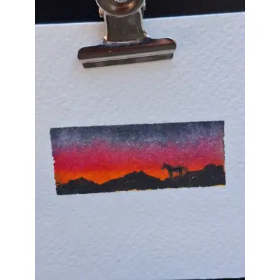 Micro Horse at sunset aceo art card thumbnail 2