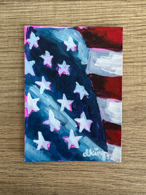 American Flag Study 4/7 aceo art card thumbnail 3