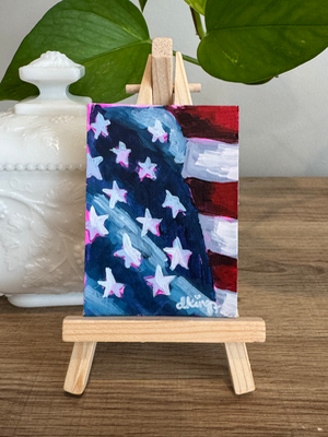 American Flag Study 4/7 aceo art card thumbnail 1