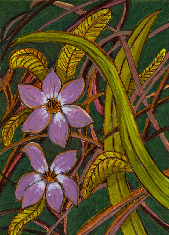 Periwinkles - Drawing in Alcohol Ink, Acrylic, & Colored Pencil aceo art card