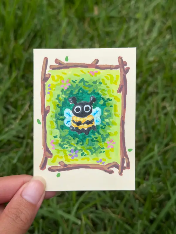 Portrait of a Bee aceo art card