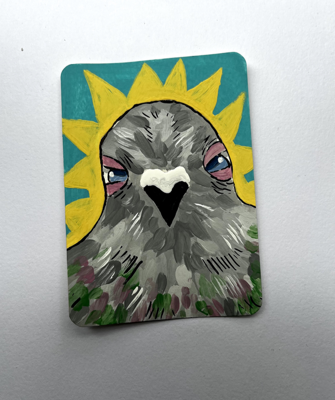 ACEO Original kb.creations Signed pigeon Illustration acryllic aceo art card