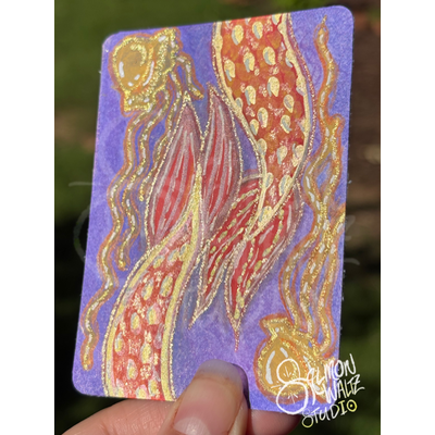 Mermaid Fins with Jellyfish buddies aceo art card thumbnail 2