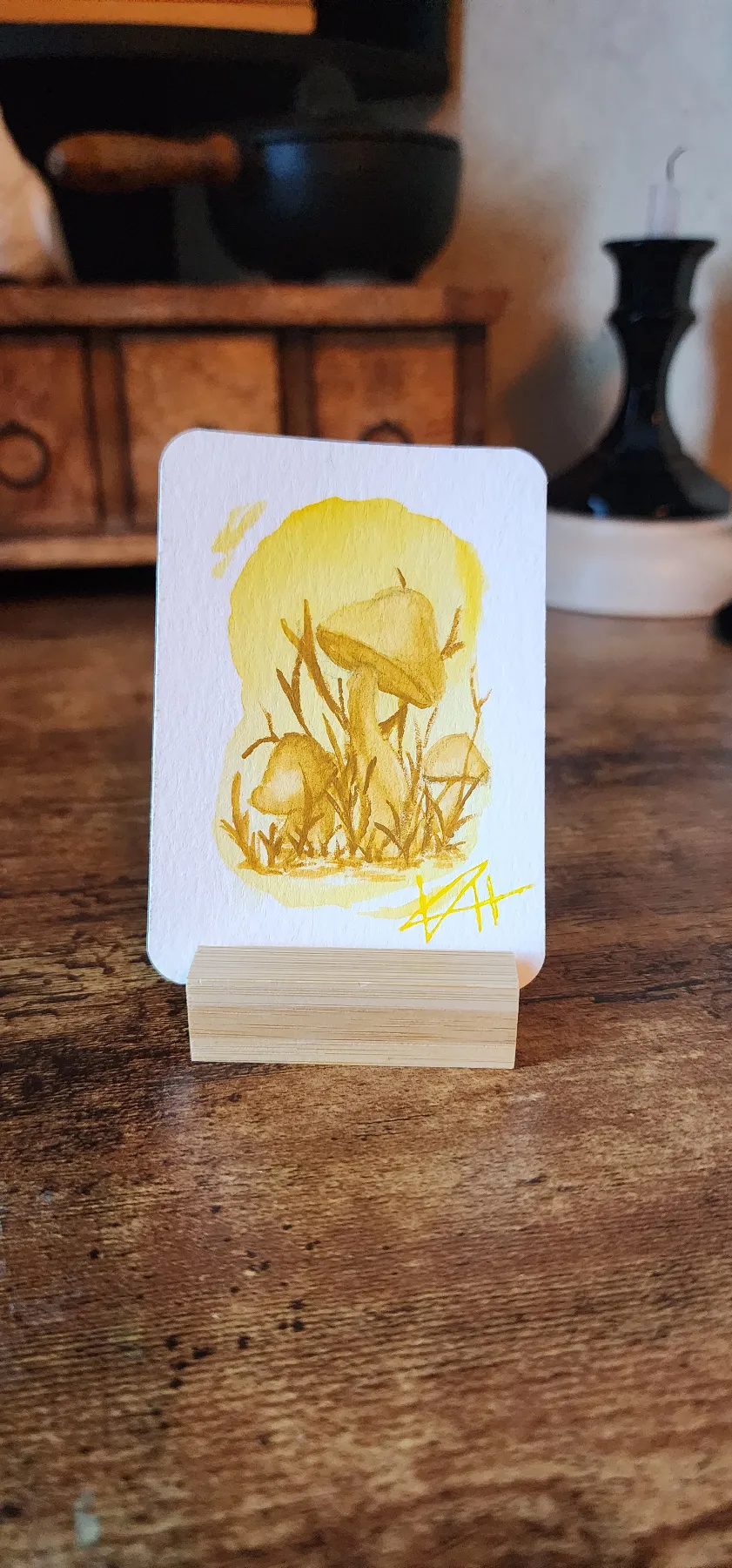 Monochrome Mushrooms aceo art card