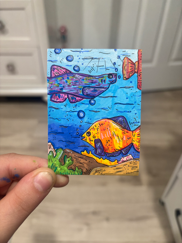 Fish in the Sea aceo art card
