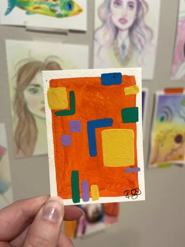 Leo Jupiter Abstract aceo art card