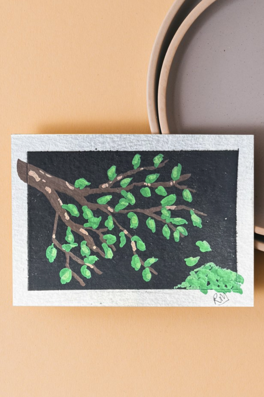 Tree Branch With Leaves aceo art card
