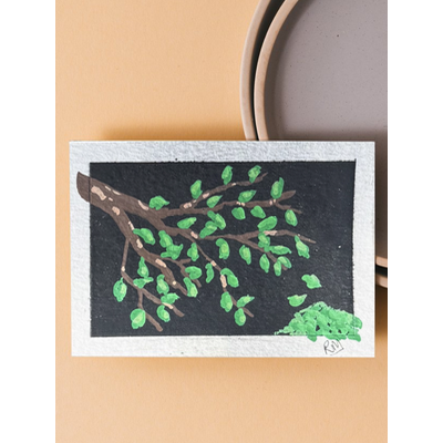 Tree Branch With Leaves aceo art card thumbnail 1