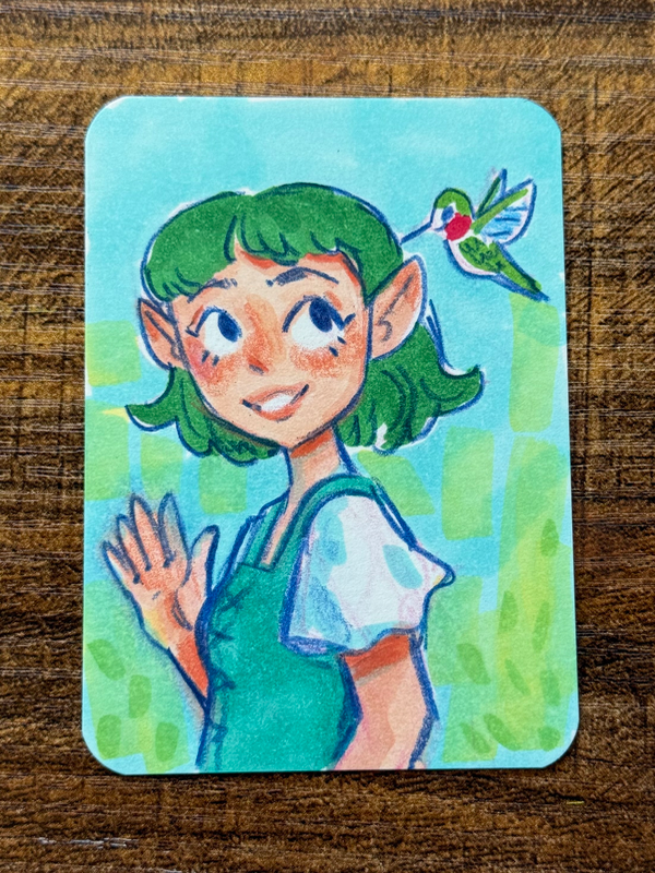 Hummingbird Friend aceo art card