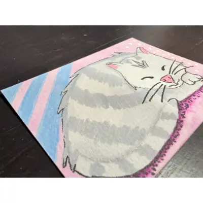 Nap Time Cat Sleeping aceo art card thumbnail 2