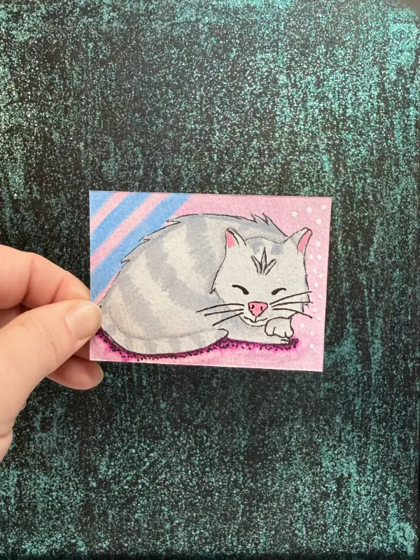 Nap Time Cat Sleeping aceo art card
