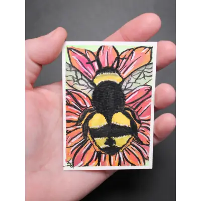 Busy Bee-Hind aceo art card thumbnail 2