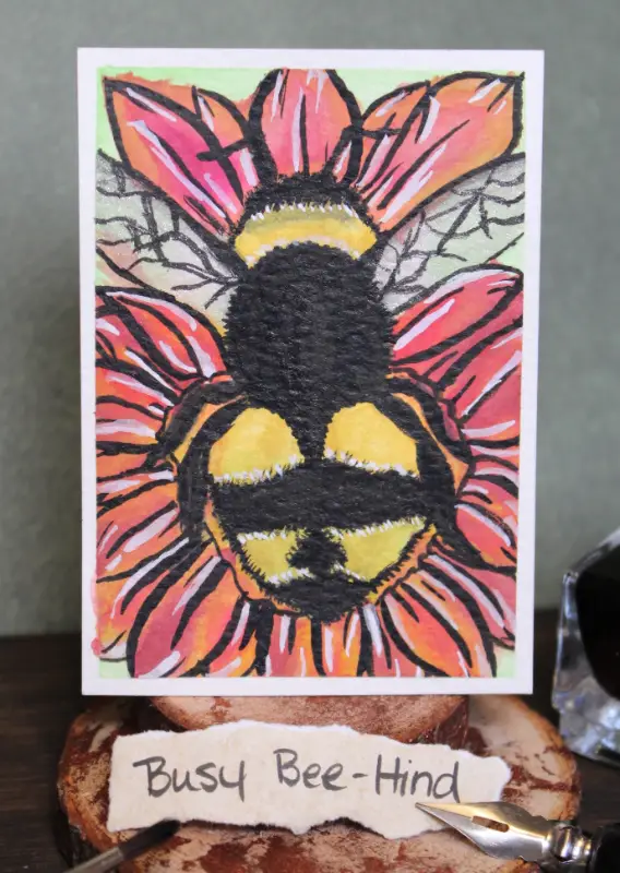 Busy Bee-Hind aceo art card