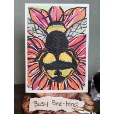 Busy Bee-Hind aceo art card thumbnail 1