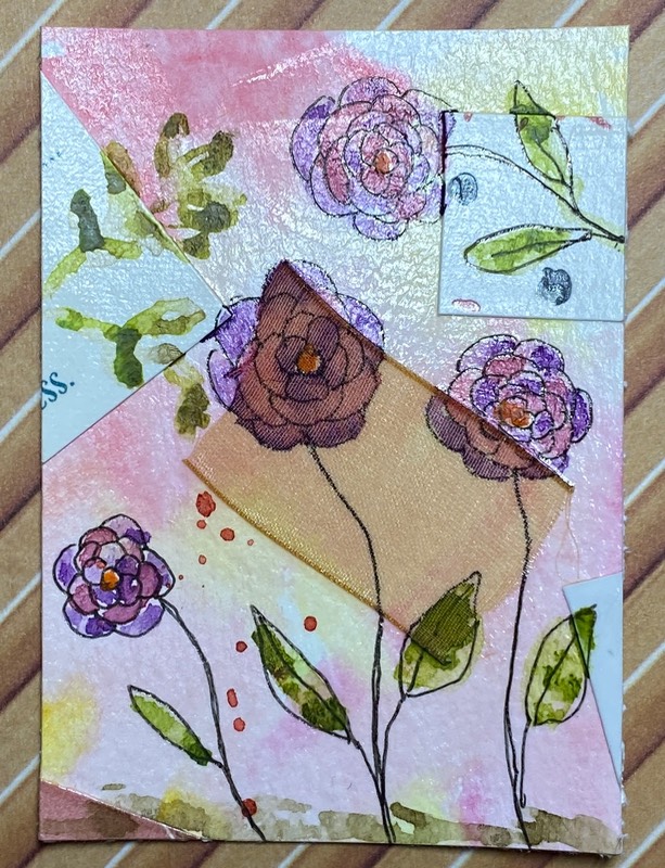 Floral Collage #5 aceo art card