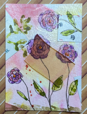 Floral Collage #5 aceo art card thumbnail 1