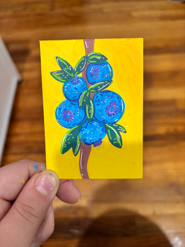 Blueberry Stem aceo art card