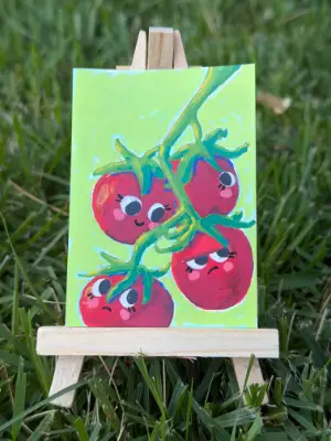 Tomato Family aceo art card thumbnail 1