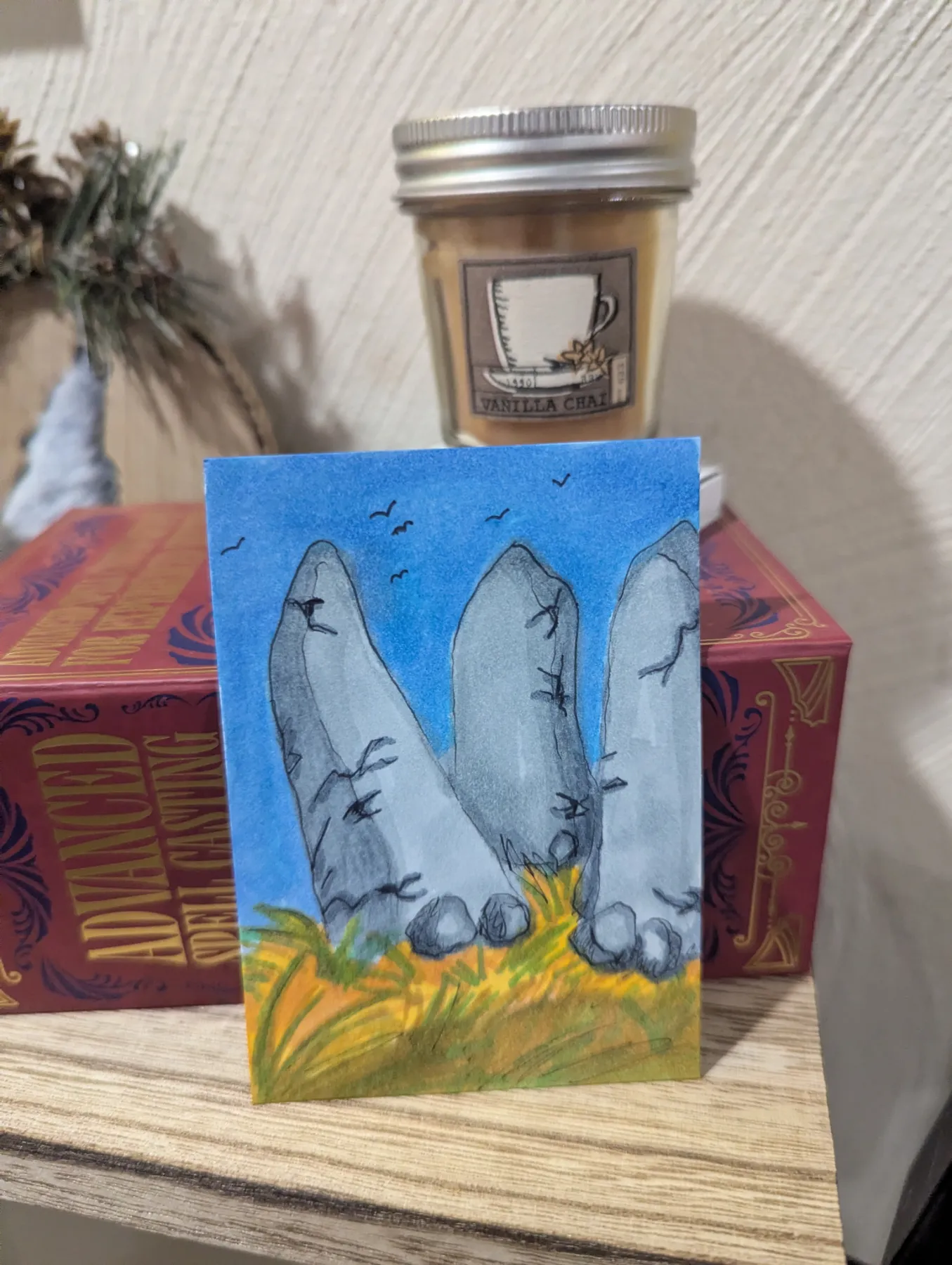 Standing Stones mystical spiritual portal stones aceo art card