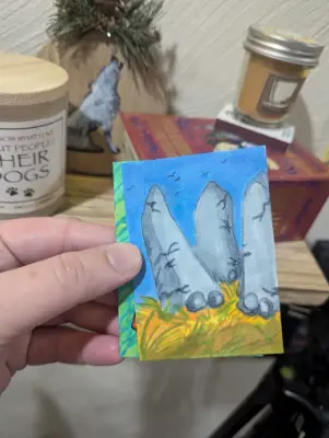 Standing Stones mystical spiritual portal stones aceo art card thumbnail 2