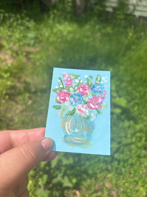 “It’s Spring!” Abstract Floral bouquet In Vase aceo art card thumbnail 3