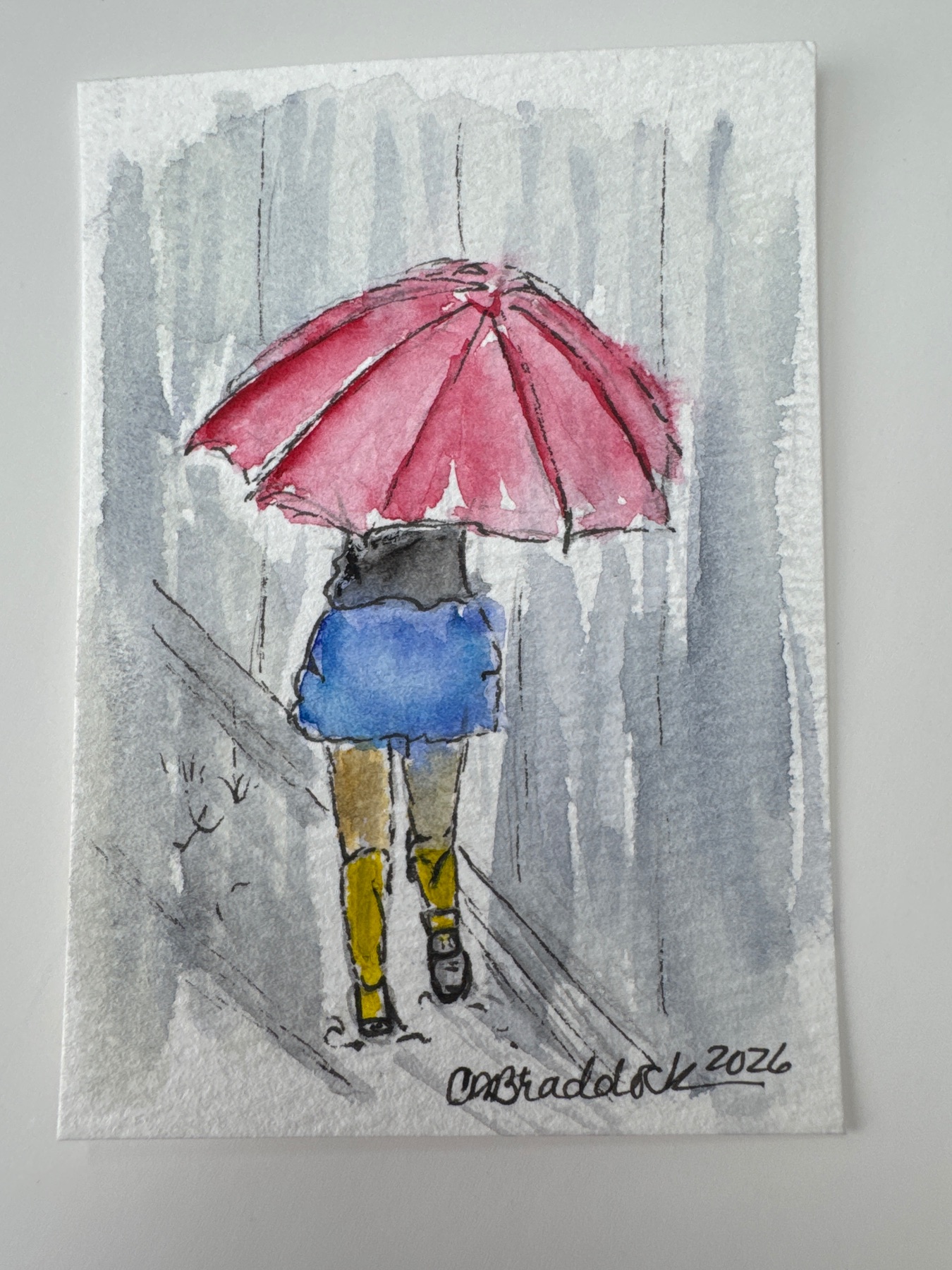 Walk in the Rain aceo art card