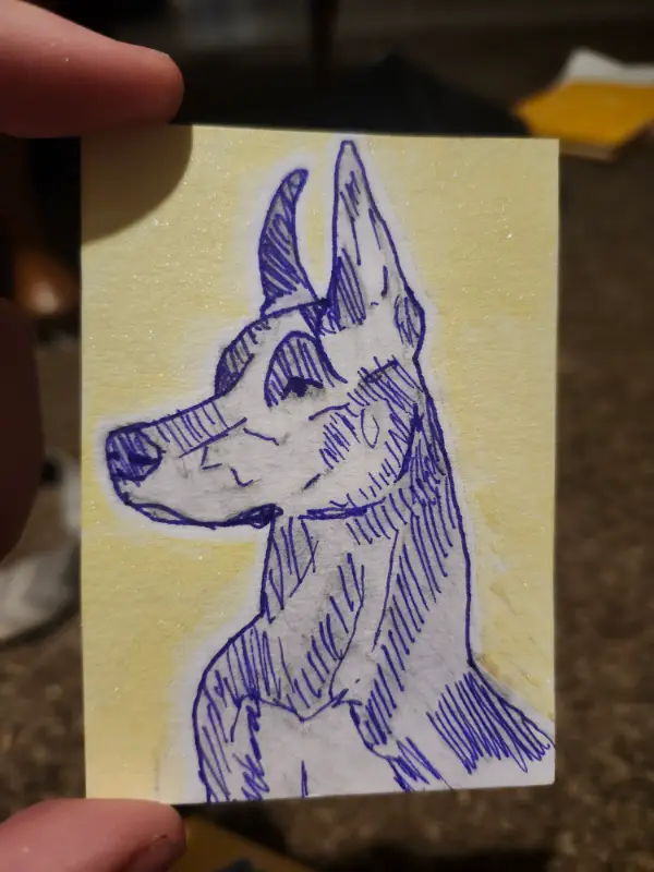 Rainbow Animals-Doberman aceo art card