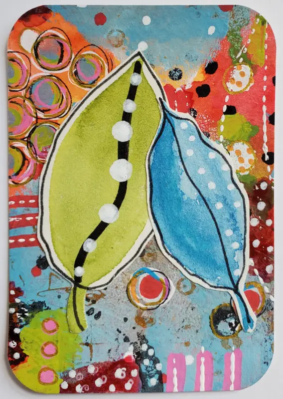 Happy Leaves aceo art card