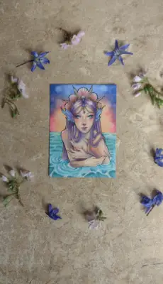 The Siren's Gaze aceo art card thumbnail 3