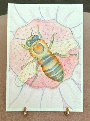 Honey Bee aceo art card thumbnail 2