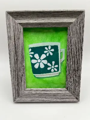 Green Daisy aceo art card thumbnail 2