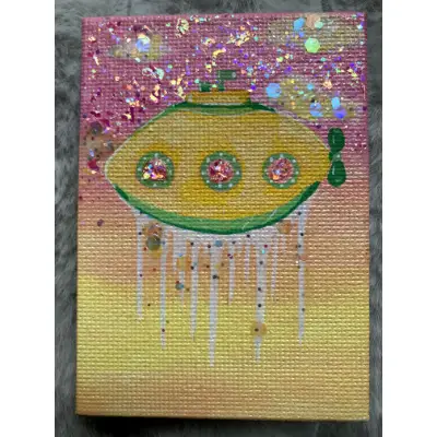 Sunset Submarine aceo art card thumbnail 3