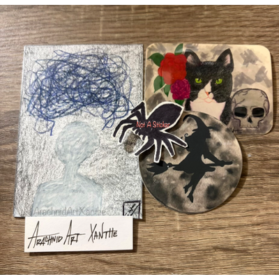 OOAK| OVERTHINKING| colored pencils aceo art card thumbnail 3