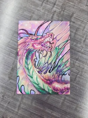 Lythienne, Queen of the First Bloom - Original Dragon ACEO - The Ancient Bloodline Series aceo art card thumbnail 2
