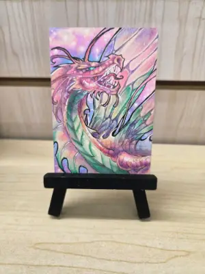 Lythienne, Queen of the First Bloom - Original Dragon ACEO - The Ancient Bloodline Series aceo art card thumbnail 5