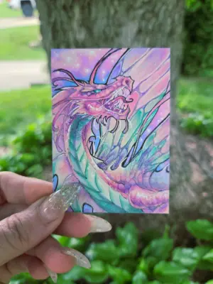 Lythienne, Queen of the First Bloom - Original Dragon ACEO - The Ancient Bloodline Series aceo art card thumbnail 4